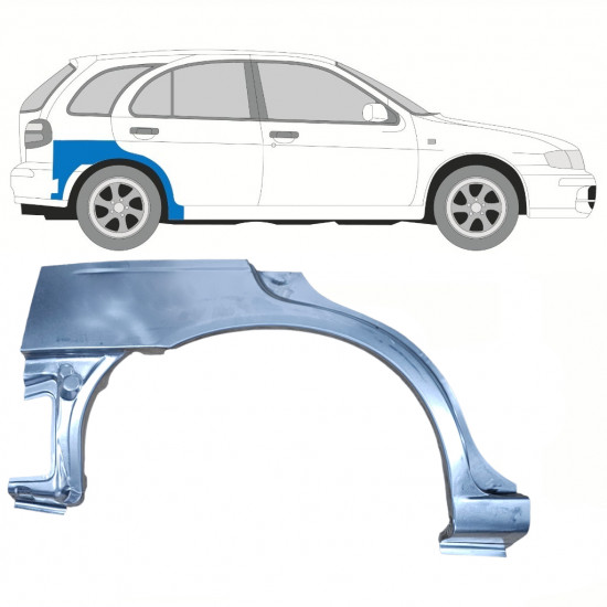 Donji dio reparaturnog lima stražnjeg blatobrana iza kotača za Nissan Almera 1995-2000 / Desno 10221