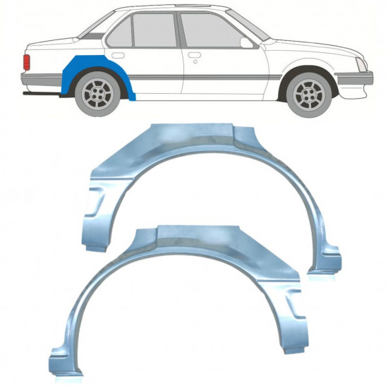 Reparaturni lim stražnjeg blatobrana za Opel Ascona C / Vauxhall Cavalier 1981-1988 / Lijevo+Desno / Set 9705