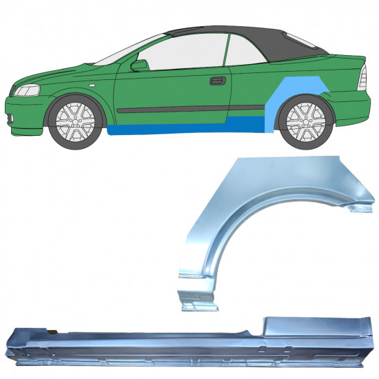 Lim praga + stražnjeg blatobrana za Opel Astra G 2001-2006 CABRIO / Lijevo / Set 12593