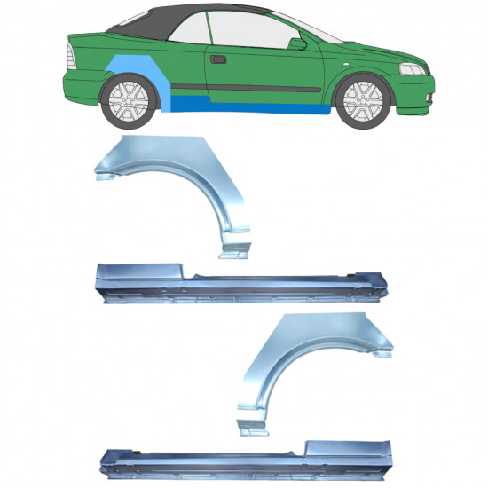 Lim praga + stražnjeg blatobrana za Opel Astra G 2001-2006 CABRIO / Set 12594