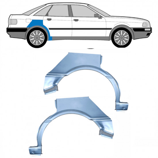 Reparaturni lim stražnjeg blatobrana za Audi 80 B3 1986-1991 / Lijevo+Desno / Set 6426