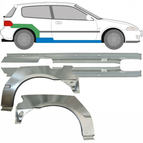 Lim praga + stražnjeg blatobrana za Honda Civic 1991-1995 / Lijevo+Desno / Set 9539