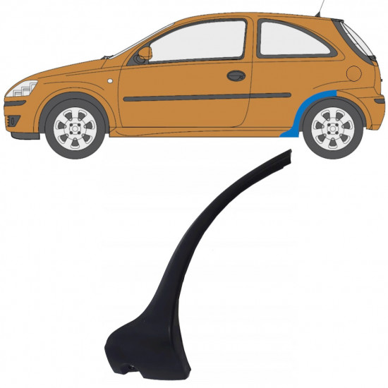 Bočna letvica stražnjeg blatobrana za Opel Corsa 2003-2010 / Lijevo 11706
