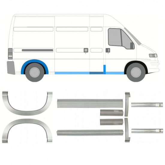 Lim praga + stražnjeg blatobrana za Fiat Ducato Boxer Relay 1994-2006 / LWB / Set 11518