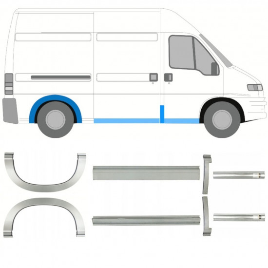 Lim praga + stražnjeg blatobrana za Fiat Ducato Boxer Relay 1994-2006 / MWB / Set 11517