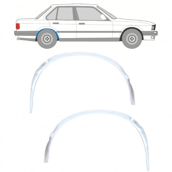 Unutarnji reparaturni lim stražnjeg blatobrana za BMW 3 E30 1982- / Lijevo+Desno / Set 10847