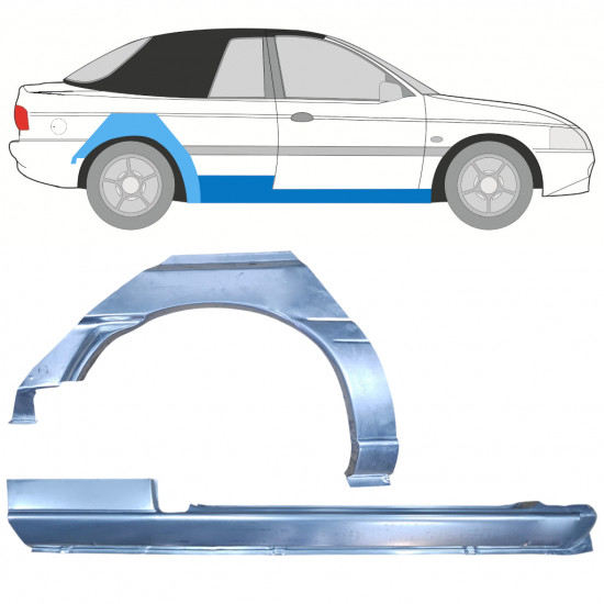 Lim praga + stražnjeg blatobrana za Ford Escort 1990-2000  CABRIO / Desno / Set 12589