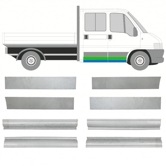Lim praga + vrata za Fiat Ducato Boxer Relay Jumper 1994-2006 / Lijevo+Desno / Dvostruka kabina / Set 10492