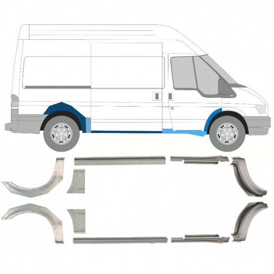 Lim praga + stražnjeg blatobrana za Ford Transit 2000-2013 / MWB / Lijevo+Desno / Set 10637