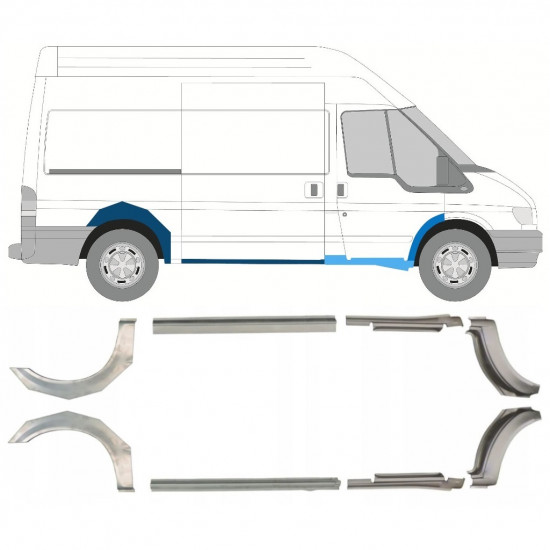 Lim praga + stražnjeg blatobrana za Ford Transit 2000-2013 / MWB / Set 9693