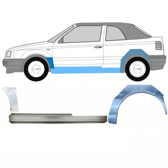 Lim praga + prednjeg i stražnjeg blatobrana za VW Golf 3 1993-1998  CABRIO / Lijevo / Set 12568
