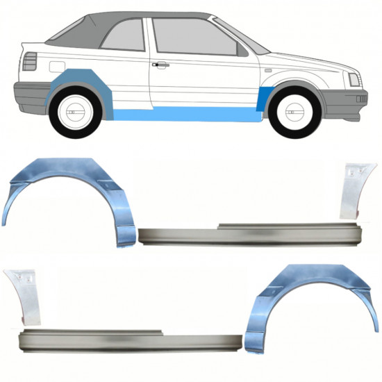 Lim praga + prednjeg i stražnjeg blatobrana za VW Golf 3 1993-1998  CABRIO / Set 12569