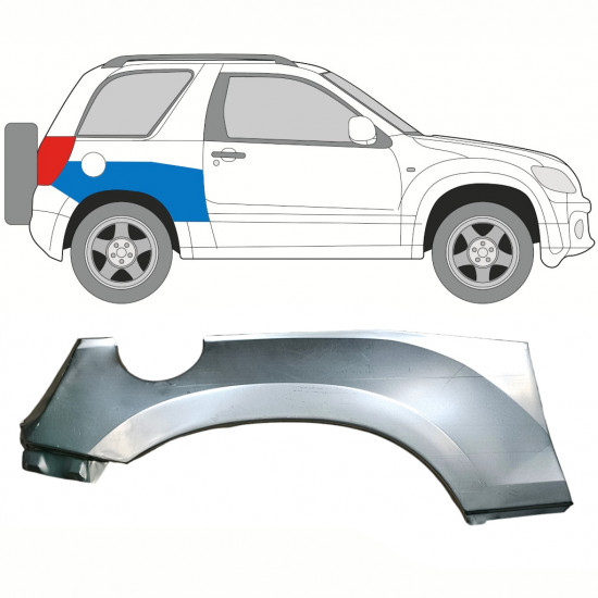 Gornji dio reparaturnog lima stražnjeg blatobrana za Suzuki Grand Vitara 2005-2012 / Desno 8507