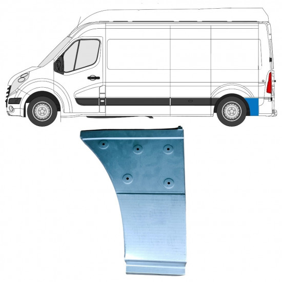 Donji dio reparaturnog lima stražnjeg blatobrana iza kotača za Renault Master 2010- / Lijevo 12853