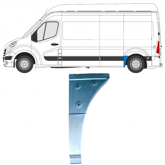 Prednji dio reparaturnog lima stražnjeg blatobrana za Renault Master 2010- / Lijevo 12849