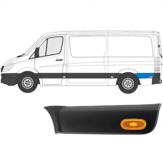Bočna letvica stražnjeg blatobrana sa svjetlom za Mercedes Sprinter 2006- / Lijevo / Set 10685