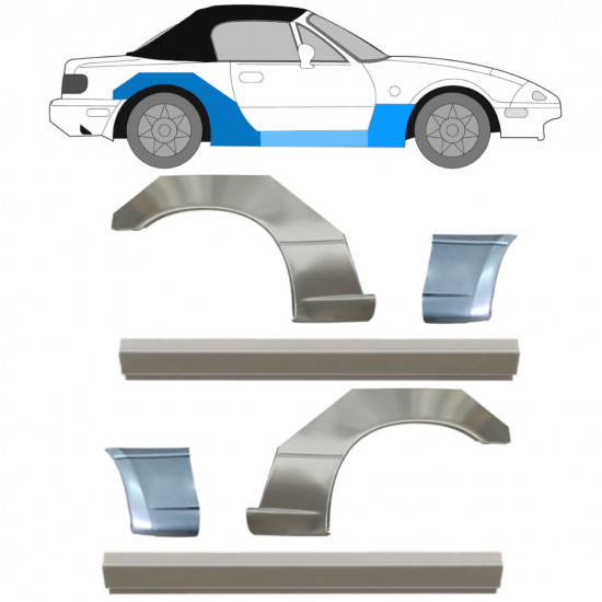 Lim praga + prednjeg i stražnjeg blatobrana za Mazda MX-5 1989-1998 / Set 12582