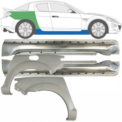 Prag + reparaturni lim stražnjeg blatobrana za Mazda RX8 2003-2012 / Lijevo+Desno / Set 9553