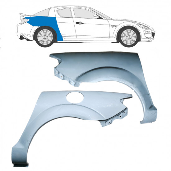 Reparaturni lim stražnjeg blatobrana za Mazda RX8 2003-2012 / Lijevo+Desno / Set 9283