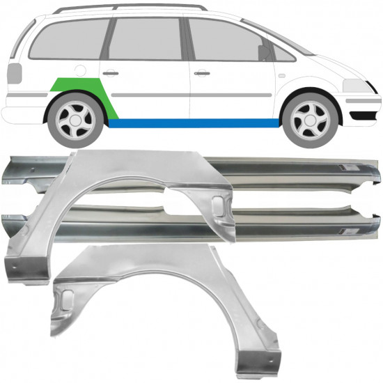 Prag + reparaturni lim stražnjeg blatobrana za Volkswagen Sharan 1995-2000 / Set 9490