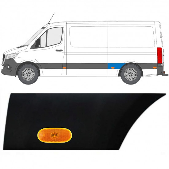 Bočna letvica stražnjeg blatobrana sa svjetlom za Mercedes Sprinter 2018- / Lijevo / Set 12967