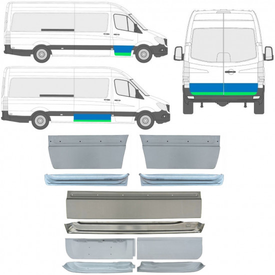 Unutarnji + vanjski reparaturni lim vrata za Mercedes Sprinter 2006 -  / Set 11318