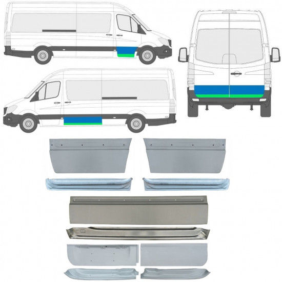 Unutarnji + vanjski reparaturni lim vrata za Mercedes Sprinter 2006 -  / Set 11319