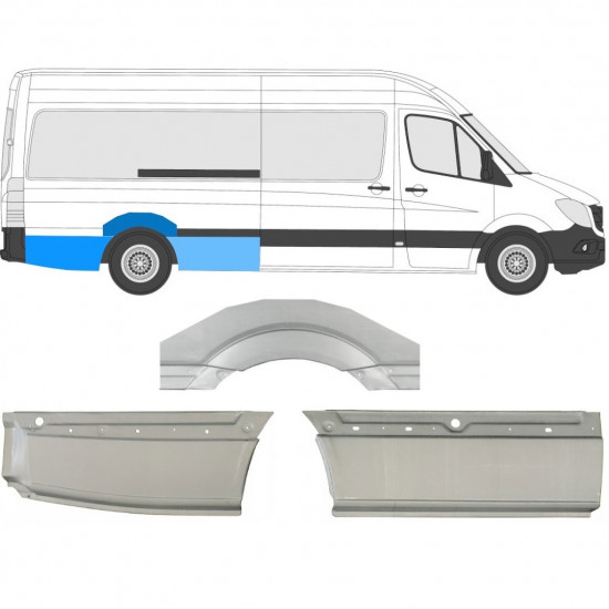 Reparaturni lim stražnjeg blatobrana za Mercedes Sprinter 2006- / LWB / Desno / Set 8717