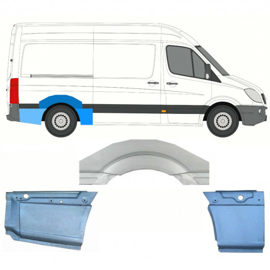 Reparaturni lim stražnjeg blatobrana za Mercedes Sprinter 2006- / MWB / Desno / Set 8715