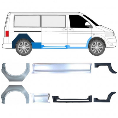 Lim praga + stražnjeg blatobrana za Volkswagen Transporter T5 2003- / LWB / Set 11536