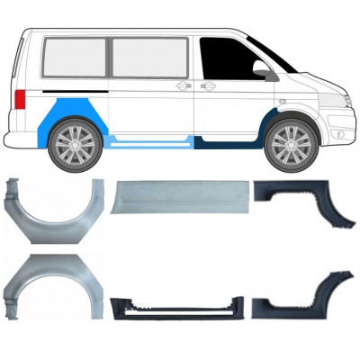 Lim praga + stražnjeg blatobrana za Volkswagen Transporter T5 2003- / SWB / Set 11534