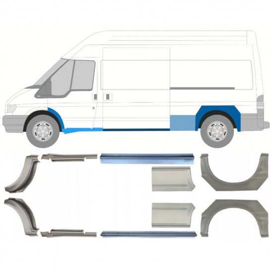 Lim praga + stražnjeg blatobrana za Ford Transit 2000-2013  / LWB / Set 12678