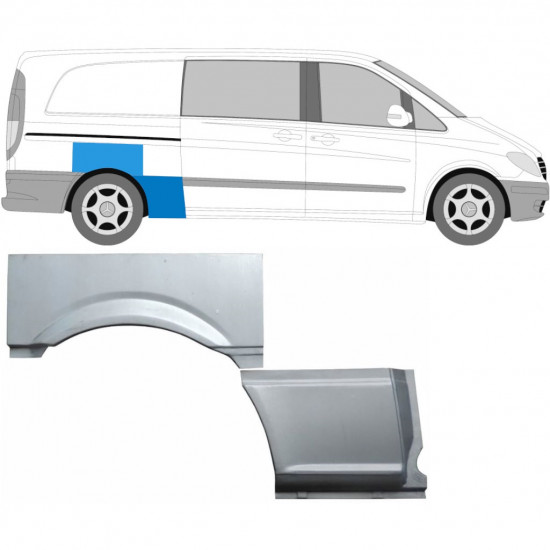 Reparaturni lim stražnjeg blatobrana za Mercedes Vito 2003-2010 / Desno / Set 9275